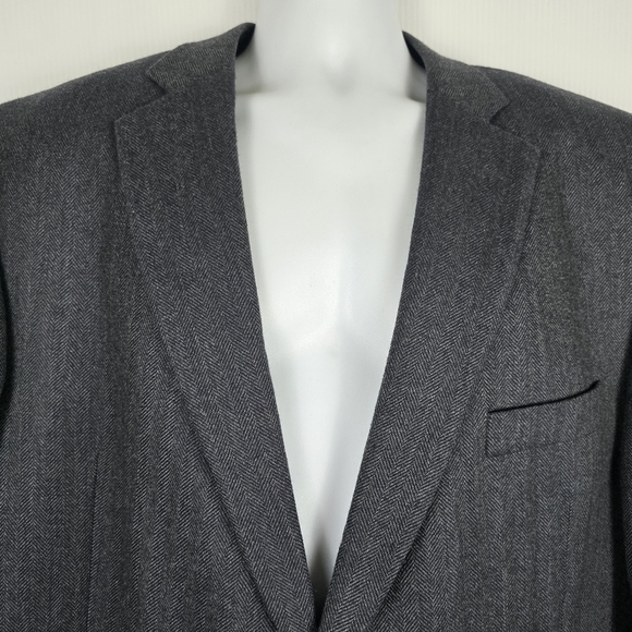 Joseph & Feiss Men's Classic Gray Herringbone Blazer 100% Lambswool Size 50R - Picture 3 of 11